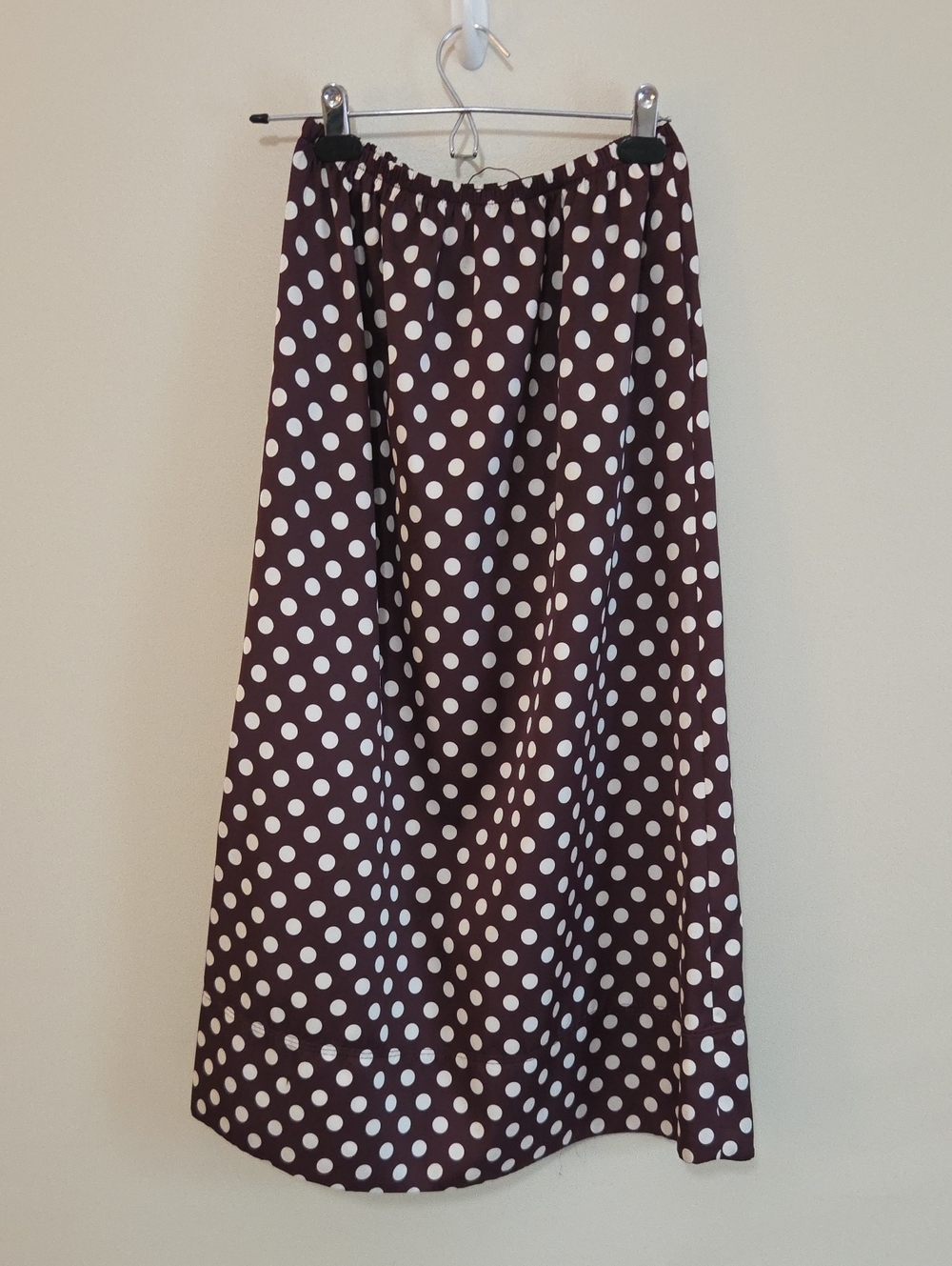 Zara Burgundy and White Polka Dot Maxi Skirt